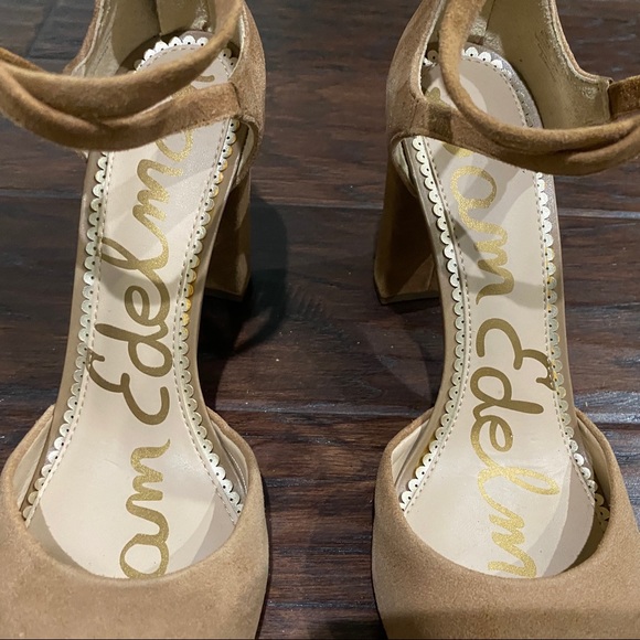 Sam Edelman Women's Simmons Golden Caramel Suede Ankle-Strappy Sandals Size 8.5 - Picture 4 of 12